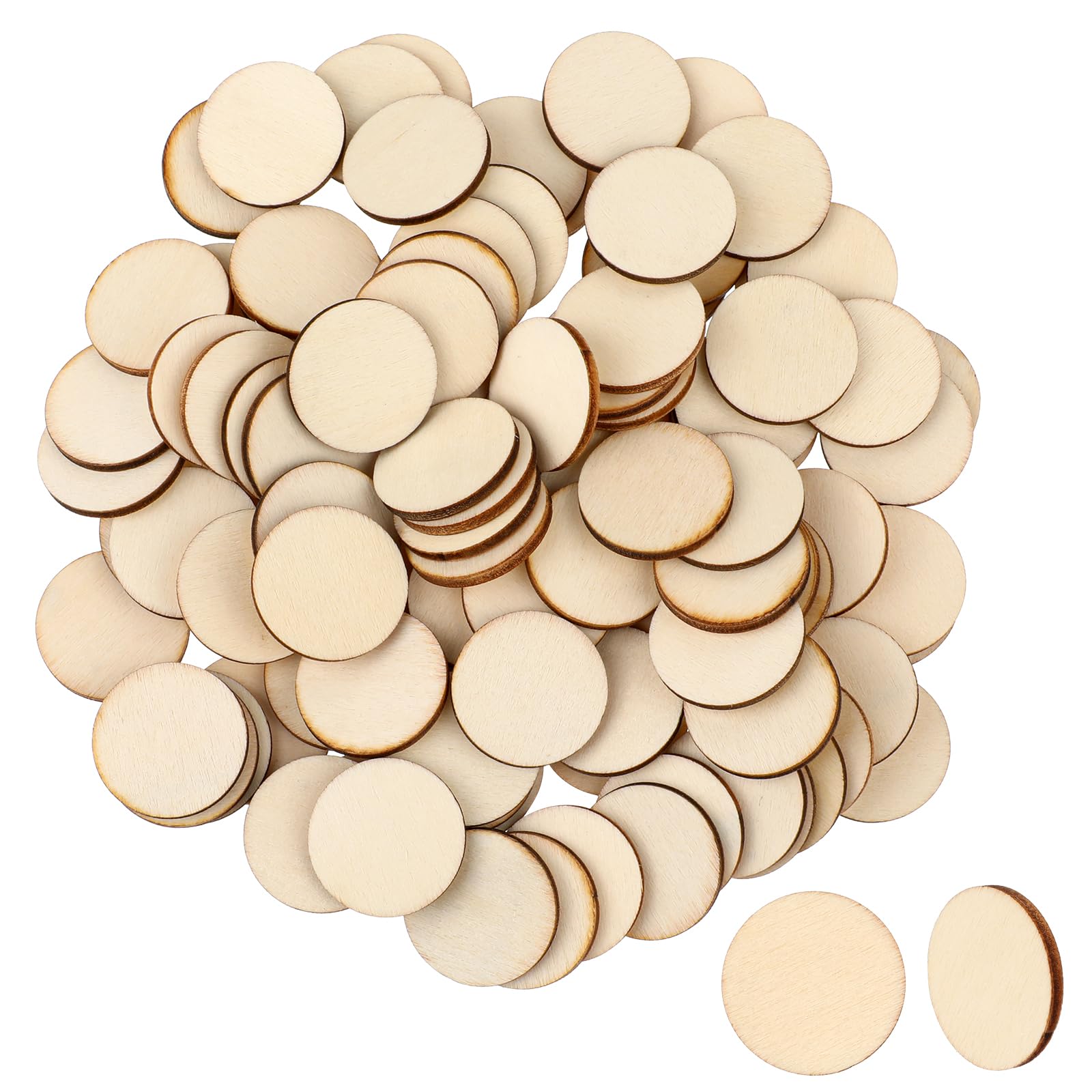 Hariendny 100 PCS Wood Circles Unfinished Wood Circle Small Wood Slices Round Crafts Wood Cutouts Circle Wood Pieces Ornaments 1