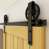 CCJH 10ft Heavy Duty Sturdy Sliding Barn Door Hardware Kit -Smoothly and Quietly -Fit 60 inch Door Panel (Big Spoke Wheel Hanger