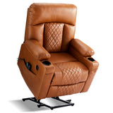 Eiayeebil Dual Motor Power Lift Recliner Chairs with Heat and Massage for Elderly, Leather Recliners with Extented Footrest,Infi