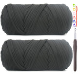 2 Pack Tshirt Yarn for Crocheting,Black T Shirt Chunky Elastic Fabric Thick T-Shirt Crochet Yarn for Beginners Crocheting Hand K