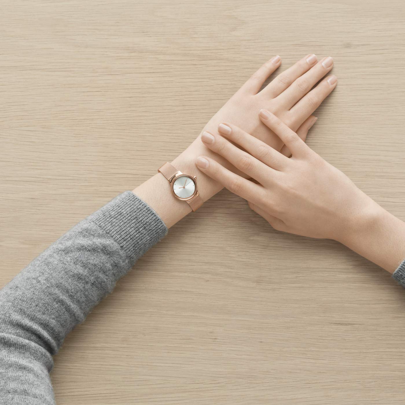 Skagen Women's Freja Lille Two-Hand Rose Gold Stainless Steel Mesh Band Watch (Model: SKW2665)