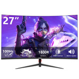 YXPC 27 inch Curved Gaming Monitor 100Hz (1920x1080P) VA Panel 1800R, Built-in Speakers,98% sRGB Professional Computer Monitors,