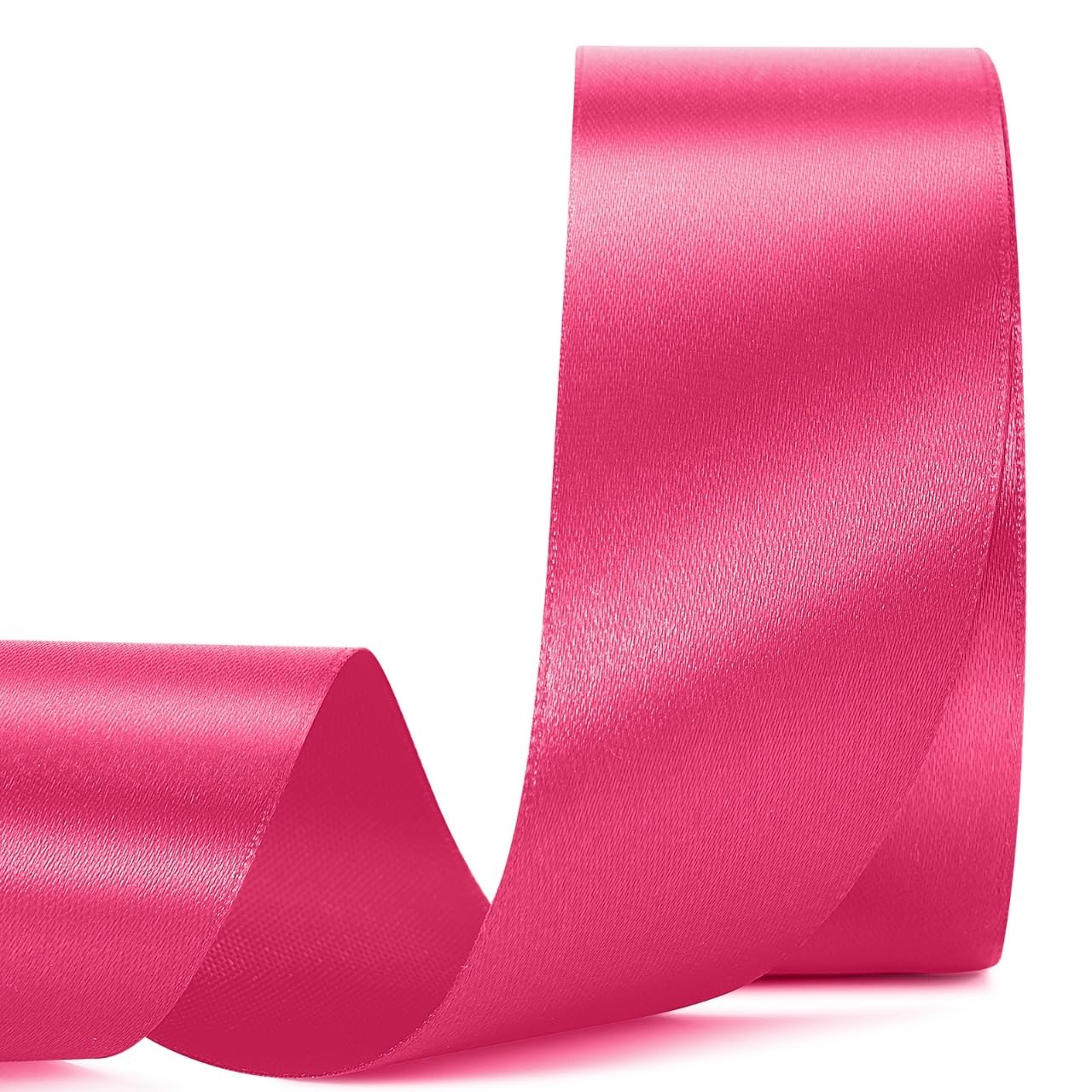 Hot Pink Satin Ribbon 1 1/2 Inch,25 Yards Hot Pink Solid Fabric Ribbons for Gift Wrapping Floral Bouquets Wedding Party Decorati