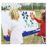 Constructive Playthings Outdoor Fence Double Art Easel for Kids with Trays, Also Turns into Tabletop Easel, Classroom Painting S