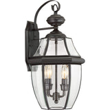 Quoizel Newbury Outdoor Wall Lantern, 20 Inch 2-Light Medici Bronze Wall Sconce, French Country Exterior Wall Lantern Fixture, E