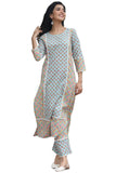 Anni Designer Women'S Cotton Blend Printed Straight Kurta With Pant (Rcb-See-Green_M_See Green_Medium),See Green,M
