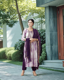Anni Designer Women'S Rayon Viscose Printed Straight Kurta With Pant & Dupatta (Tiedye Begani-Vks04_4Xl_Violet_Xxxx-Large),Violet,4XL,,,