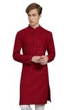 DIVISIVE Men's Sequince Embroidered Cotton Blend Only Slim Fit Kurta (DKRT20_5XL_Maroon)