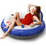 QPAU Inflatable River Tube, 0.4 mm Thickened Puncture-Resistant Heavy Duty River Float, River Raft with Ergonomic Backrest, Mesh