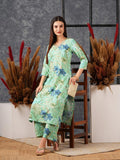 Anni Designer Women'S Cotton Blend Straight Printed Kurta With Palazzo (Chinki Pista-Nw_L_Pista_Large),Pista,L,,,