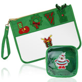 SUILU 2 Pcs Love Gifts Cosmetic Makeup Bag with Chenille Letter Patch,with Handles PVC Waterproof Clear Makeup Bag,Portable Toil
