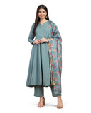 Toplot Women Solid Flared A-Line Kurta With Pant And Dupatta Suit Set | Kurta Set (Anarkali-Set-5196-Rama-Xl),Rama,,B0DBZQPKTJ