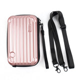 Framendino, Rose Gold Hard Shell Cosmetics Case Carrying Bag for Toiletry Mini Cross Body with Detachable Grip Rope and Shoulder