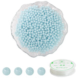 ZHFMLY 600pcs 6MM Lake Blue Glass Beads Handcrafted Round Lampwork Smooth Loose Bracelet Beads for DIY Jewelry Making