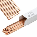 Tandefio 40 Sticks Brazing Rods AWS BCup-5 15% Silver Solder Phos Copper Brazing Alloys Flat Welding Rods Industry 0.050x1/8x10 