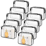 Tbestmax 10 Pack Clear Cosmetic Bags Makeup Bags Portable Waterproof TSA Approved Travel Toiletry Bags Large Organizer Black, 9.