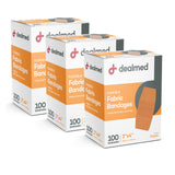Dealmed Fabric Flexible Adhesive Bandages - 100 Count (3 Pack) Bandages with Non-Stick Pad, Latex Free, Wound Care for First Aid