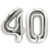 AULE 40 Inch Jumbo Silver Foil Mylar Number Balloons for Men Women 40th Birthday Party Decorations 40 Years Old Anniversary Part