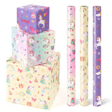WERNNSAI Unicorn Wrapping Paper Rolls - 3 Rolls 17x 120Unicorn Birthday Wrapping Paper Rolls Pink Unicorn Rainbow Gift W