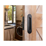 Fihatokus Pocket Door Handle Set,6 inch Oval Recessed Flush Finger Pulls,304 Stainless Steel Sliding Door Hardware, Hidden Edge 