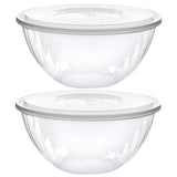 PLASTICPRO Disposable 48 Ounce Round Crystal Clear Plastic Serving Bowls With Lids, Party Snack or Salad Bowl, Chip Bowls, Snack