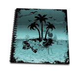 3dRose db_152568_2 A Night Island Scene with Palm Trees & Tropical Flowers in Turquoise Memory Book, 12 by 12