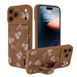 Ufbara Compatible with iPhone 17 Pro Case for Women Men, Cute Flower Floral Pattern, Built in Adjustable Metal Wrist Strap Grip 