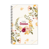 Escaper Cream Floral Hello October (A5 Size 8.5 X 5.5 Inches 160 Pages Ruled), Spiral Notebook, Notepad For Writing Notes