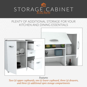 Inval America 4 Door Microwave Storage Cabinet, 1535 X 3504 X 6614, White