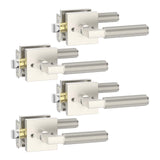 FILTA 4 Pack Brushed Nickel Passage Door Handles, Knurled Door Levers Interior Brushed Nickel Door Lever Bathroom Door Knobs Hea