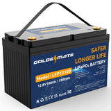 GOLDENMATE 12V 100Ah LiFePO4 Battery, Up to 15000 Deep Cycles Group 31 Lithium Battery, Built-in 100A BMS, Perfect for RV, Solar