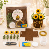 Akaar Diy Flower Pot Craft Kit For Kids & Adults | Handmade Gifting Pot Making Kit With Felt Pot, Crochet Flowers, Artificial Le