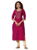 Libas Women'S Silk Floral Straight Kurtas (98152_Pink_S)
