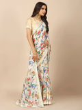 Rangita Women Floral Printed Georgette Saree With Blouse Piece - Off White (Size 5.5 Mtr)