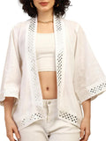 Ke Kanha Exports Cotton Shrugs For Women Stylish Boho Beach Kimono Shrug Shesha Embroidery Cover Up Western Layer For Tops & Dre