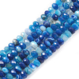 6mm Dyed Blue Brazilian Agate Faceted Rondelle Loose Beads Jewelry Making DIY Bead 16 Inch