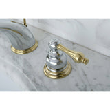Kingston Brass Kb974Al Victorian Widespread Lavatory Faucet With Metal Lever Handle, Polished Chrome And Polished Brass,8-Inch A