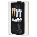 MoKo Elastic Pen Holder for Notebook with Zipper Pocket, Black