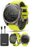 PlayBetter Garmin Fenix 8 Solar Sapphire (47mm, Titanium/Amp Yellow) Multisport GPS Smartwatch Bundle - 1.4Touchscreen, Buil