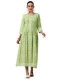 Libas Women'S Cotton A-Line Midi Dress (37226_Green