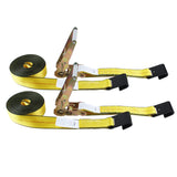 Flat Hook Ratchet Straps-Tie Down Straps Heavy Duty-2 Inch x 27 Feet-Weather Resistant Strap -3,333 Pound Working Load Limit-for