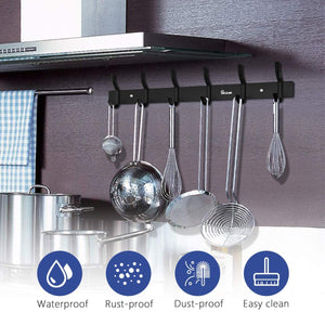 Anjuer Coat Hanger Clothes Rack 6 Hooks Heavy Duty Clothes Hat Holder Aluminum Alloy Black