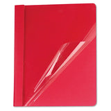 Universal UNV57123 0.5 in. Capacity 8.5 in. x 11 in. Prong Fastener Clear Front Report Cover Clear/Red (25/Box)