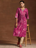 Libas Women'S Silk Printed Regular Kurta (29224 Pink