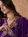 Alvami Women Embroidery Kurta And Pant Set With Dupatta | Wedding Suit | Festival Wear | (In, Alpha, Xl, Purple)