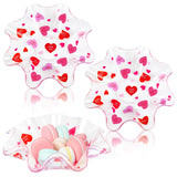 Tioncy 4 Pcs Valentines Day Plastic Bowls Conversation Heart Bowls 8 Inches Pink and Red Serving Tray Snack Candy Dish Plates fo