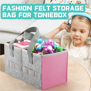 Carrying Case for Toniebox Starter Set and Tonies Figurines, Travel Felt Cloth Musical Toy Folding Bag for Toniebox Accessories