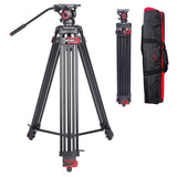 MILIBOO mtt602II-a Upgraded Camera Tripod Fluid Head Tripods for Camera, Max Working Height 76.4 inches, Max Load 22lbs, Max Tub