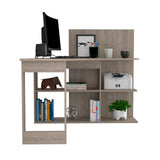 Tuhome Masai Writing Computer Desk, Five Open Shelves -Light Gray