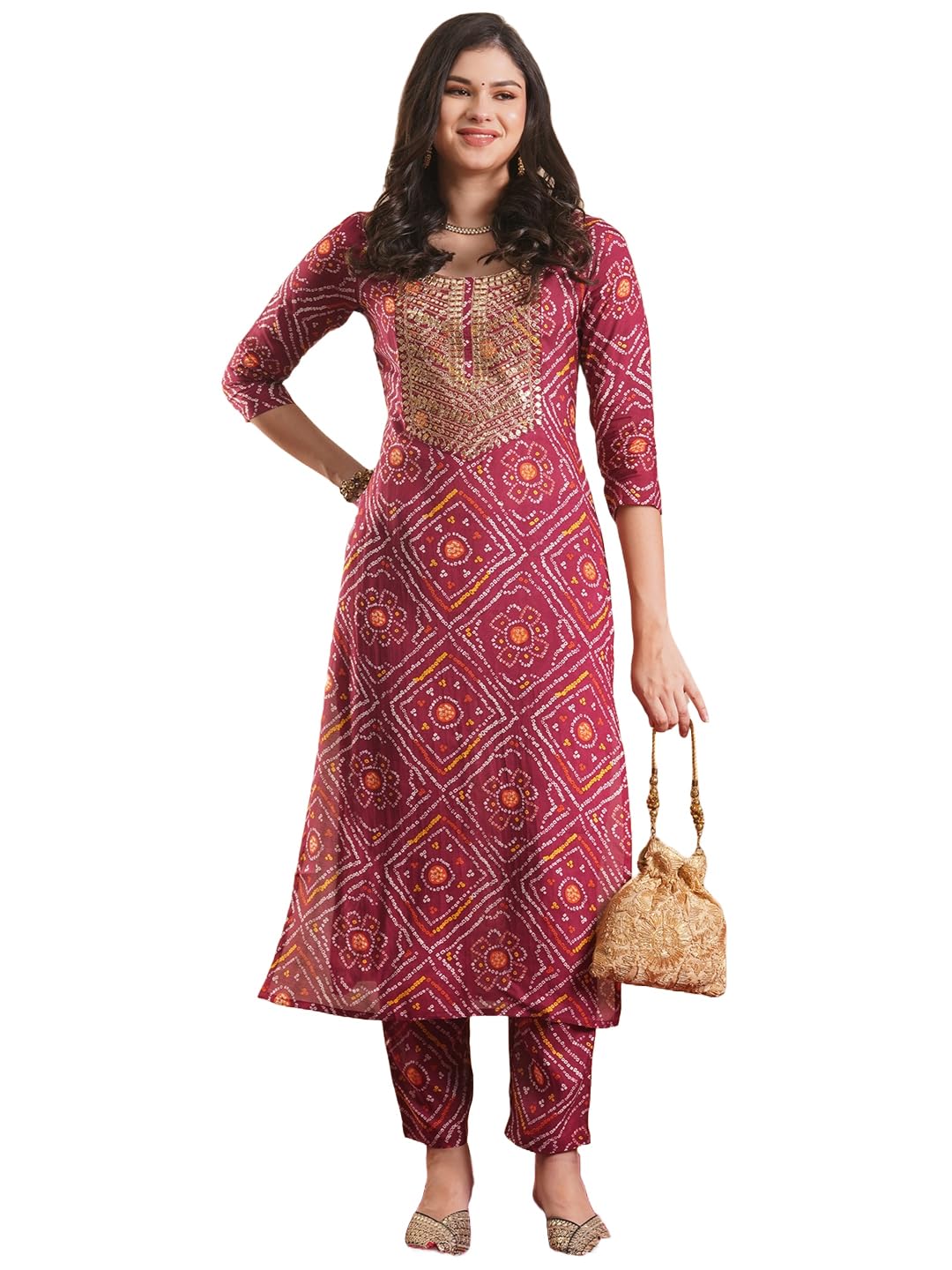 Anni Designer Women'S Rayon Blend Straight Printed Kurta With Pant (Myrna Maroon_Xxl_Maroon_Xx-Large),Maroon,2XL